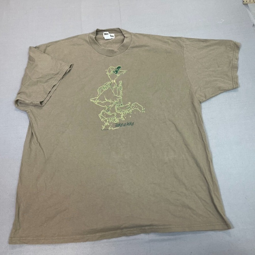 Vintage Winona Outfitters Shirt XXL Tan Take A‎ Hike Graphic Duck 96 T Shirt